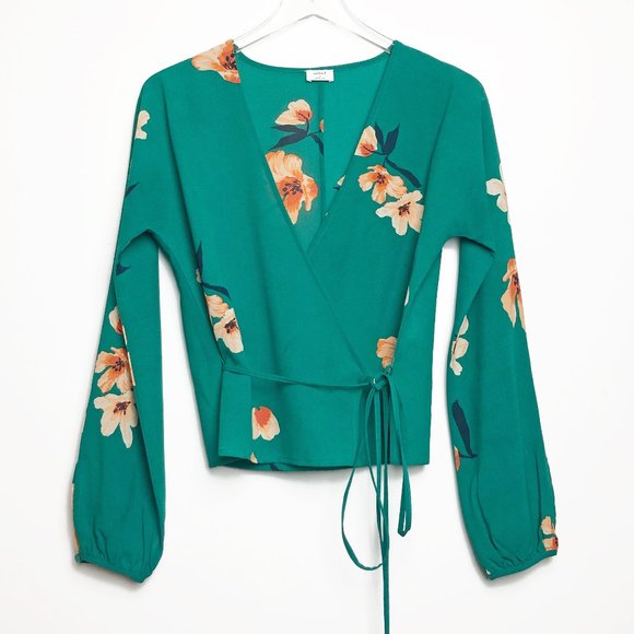 Aritzia Tops - Aritzia | Wilfred Lilia Green Floral Wrap Blouse